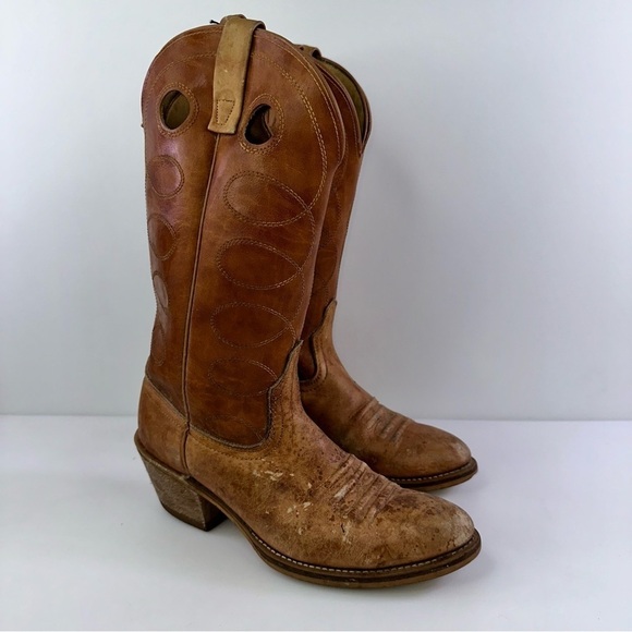 Acme Men's 4607 Brown Mid-Calf Almond Toe Cowboy Western Boots - Size 8.5D - Picture 1 of 8